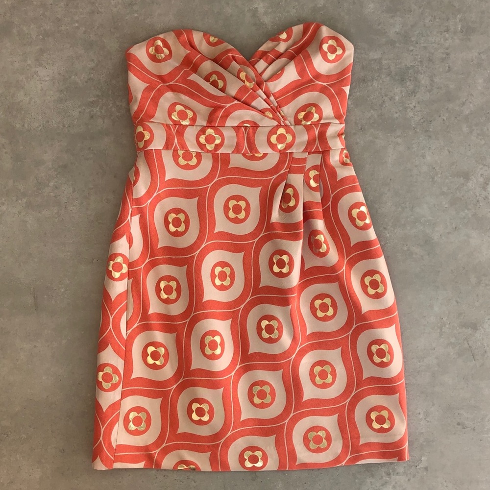 Tibi Retro Print Strapless Dress - Size 0